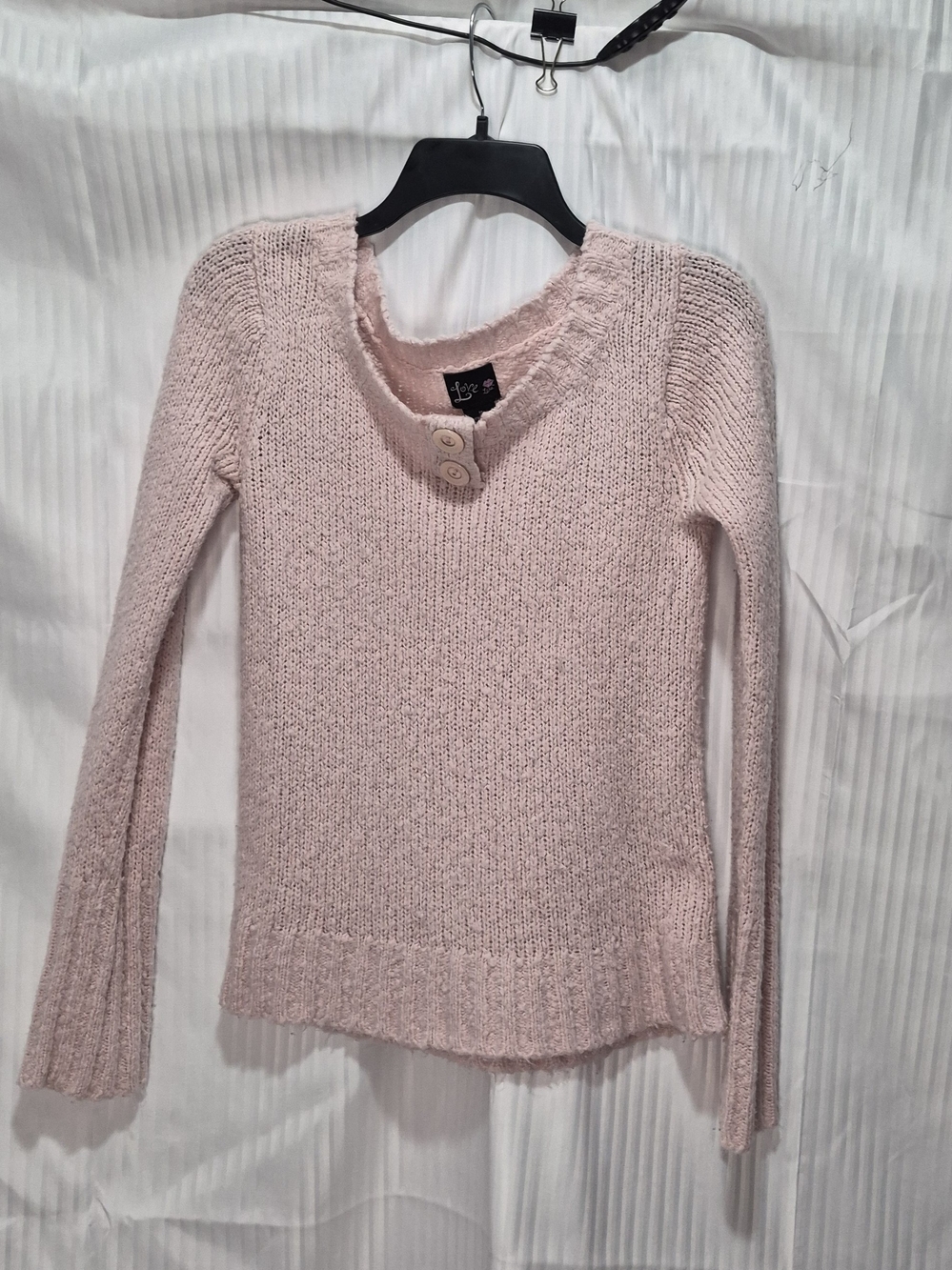 Cozy Knit Button-Accent Women's Sweater - Light Pink Medium By Love